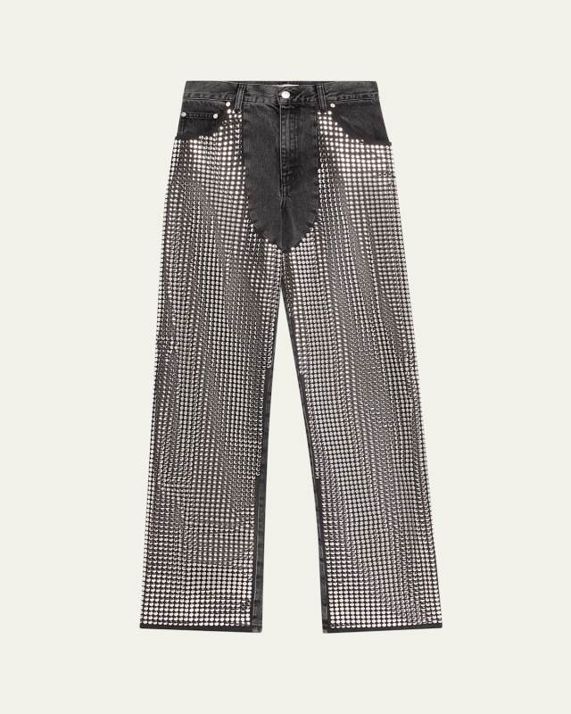 Mirror Studded Straight-Leg Jeans